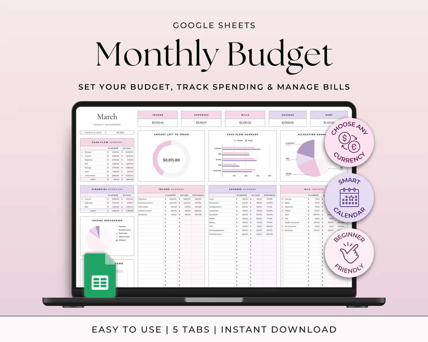 Household Budget for Families & Couples Excel Sheet Template